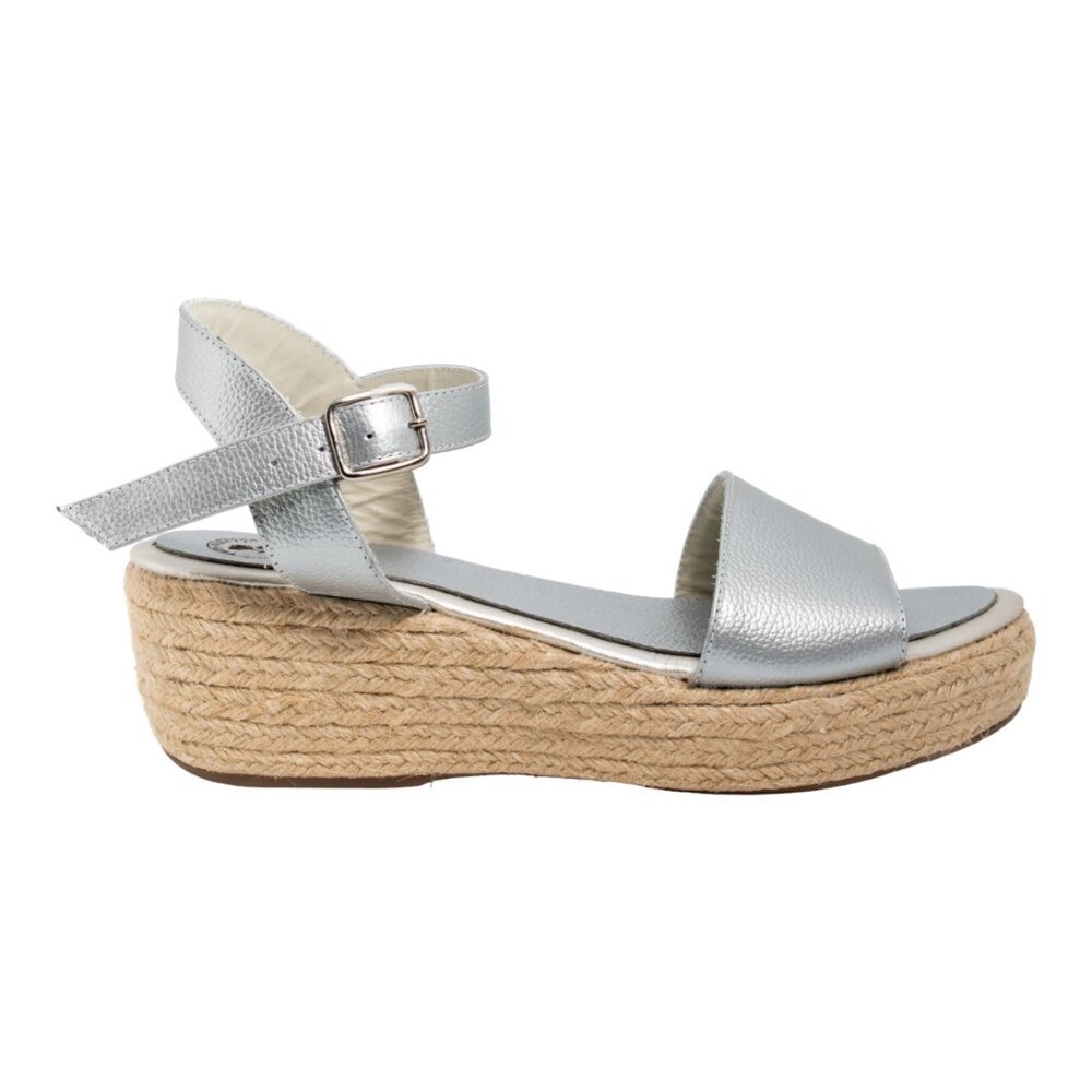 Two Pretty Girls Silver Espadrille Wedge Sandal - Picture 3 of 7